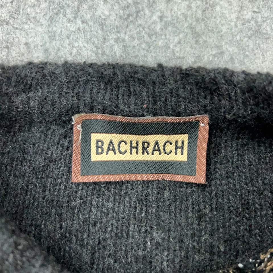 Suéter De Colección Bachrach Hombres XL Negro 3D Grueso Texturizado Tejido Lana Estilo Coogi Italia Foto 4 de 4