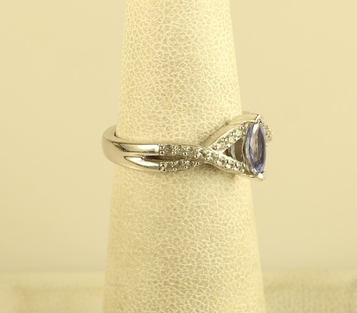 Vtg Sterling Marquise-Cut Tanzanite Criss-cross Eternity Band Ring D'Joy 5 1/4 - Imagen 3 de 9