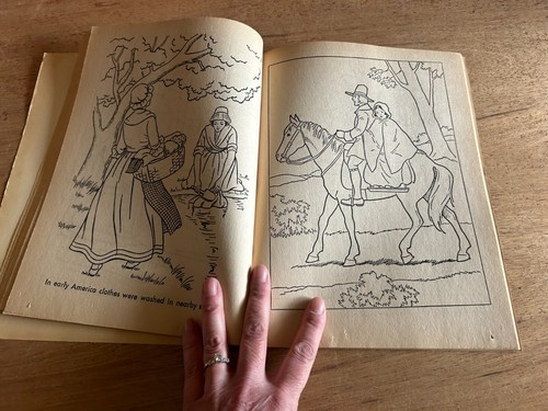Early America Coloring Book Saalfield 4576 Vtg USA Unused AS IS Read Color - Picture 10 of 21