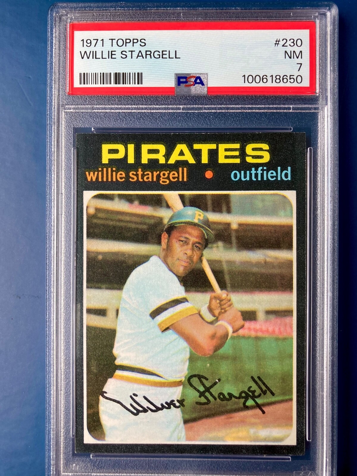 1971 topps baseball #230 Willie Stargell Pittsburgh Pirates NM PSA 7 new slab