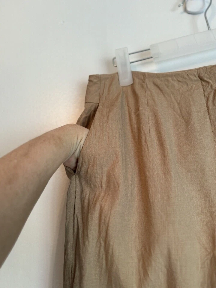 Pantalones Talbots Mujer Pierna Ancha Italianos Mezcla de Lino 10 Tostados Tejidos Ligeros Academia Foto 4 de 4