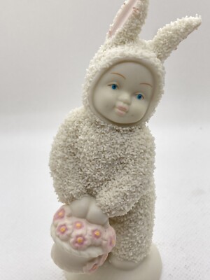 Collectable Dept 56  Snowbunnies ''A BASKET OF CHEER'' Basket of Pink Flowers
