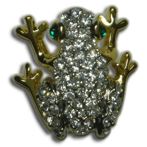 Authentic CRYSTAL CLEAR FROG REPTILE BROOCH PIN GOLD PLATED MADE WITH SWAROVSKI ELEMENTS