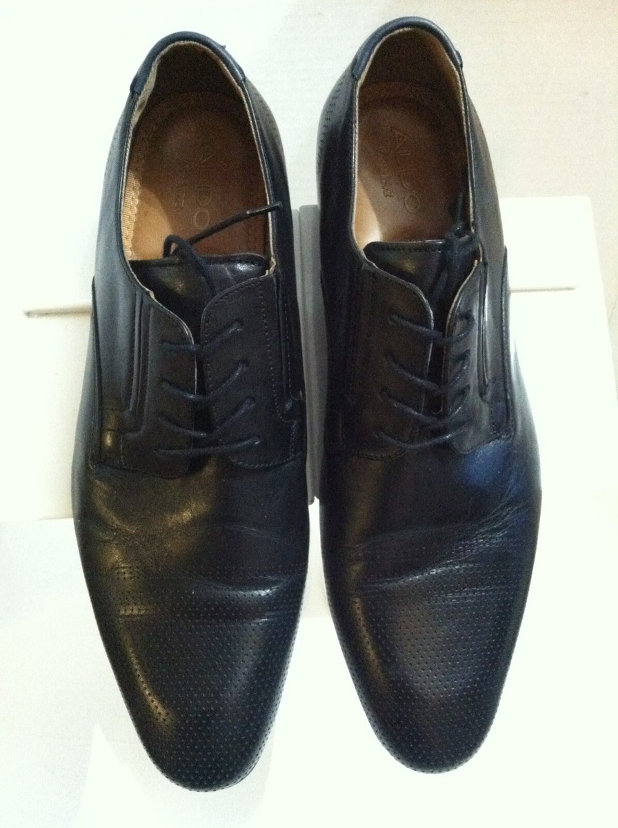 ALDO MENS BLACK LEATHER WING TIP DRESS SHOES SIZE: 11