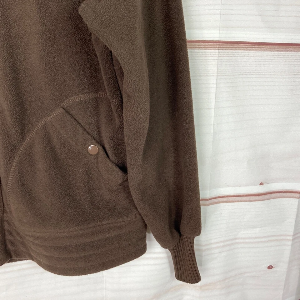 Snozu Jacket Womens Medium Brown Full Zip Fleece Pockets Solid Knit Collar - Imagem 3 de 4