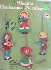 Bucilla Christmas Needlecraft Kit 3386 Carolers Felt Jeweled Holiday Ornaments