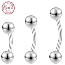 14G 16G 925 Sterling Silver Belly Button Rings Navel Piercings Barbell Jewelry