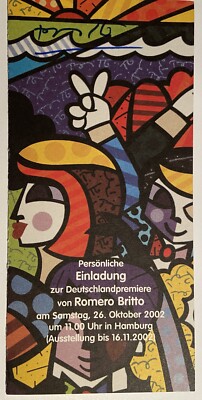 Romero Britto signiert original Einladung Karte Unterschrift Autogramm signed