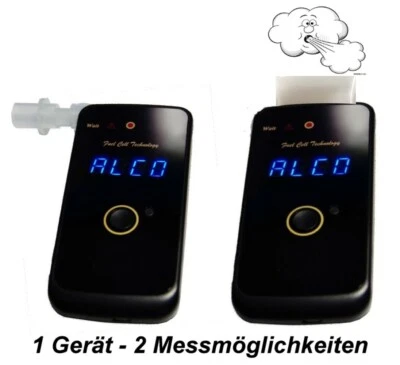 Alkoholtester Promilletester 4‰ Akku aufladbar Polizeigenau Memory Mundstücke