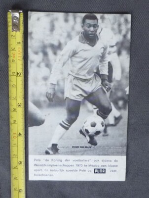 very old Postcard    PELE     on Puma Shoes   Authentic from 1970