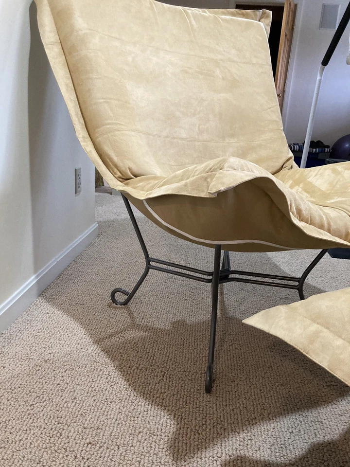 Howard Elliott Faux Microsuede Chamois Scroll Puff Chair 500-1092 - Image 2 of 4