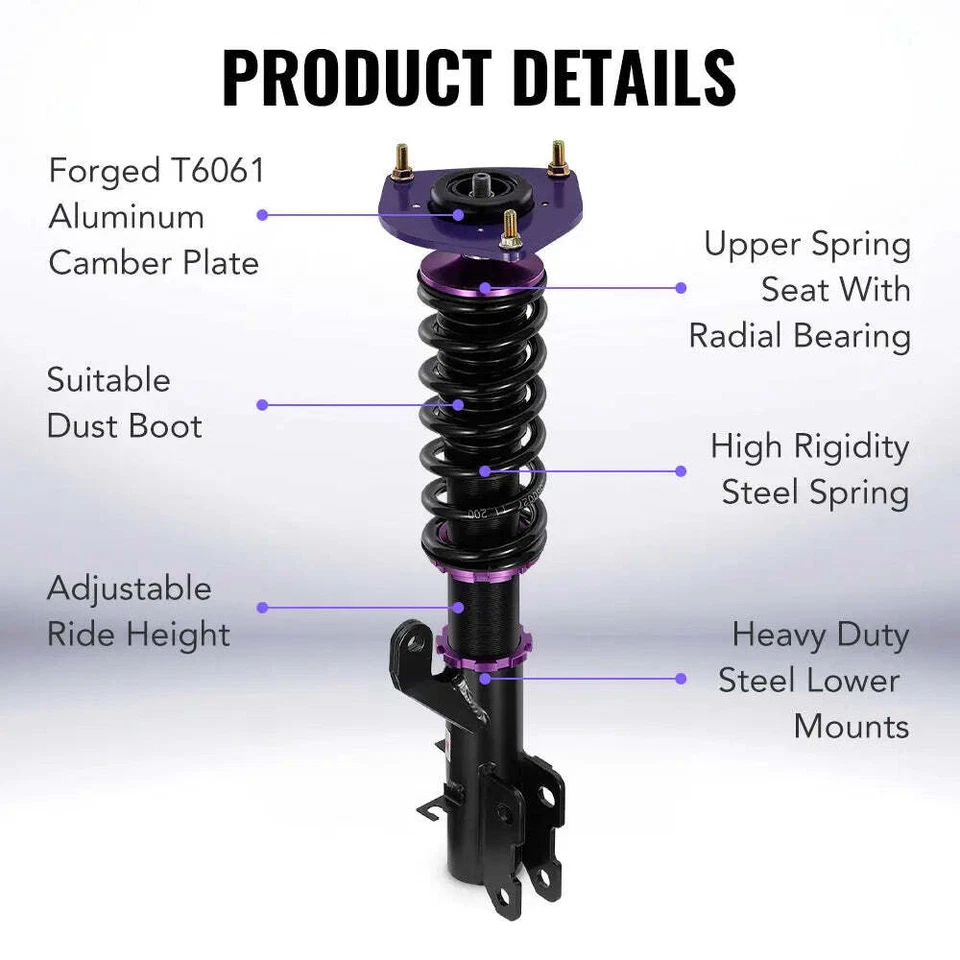 Coilovers For 2013-19 Nissan Sentra B17 Struts Suspension Spring Kit Adj. Height - Image 4 of 4