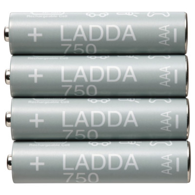 IKEA LADDA Akku Batterien aufladbar, 4 Stück AAA 750 mAh Ni-MH