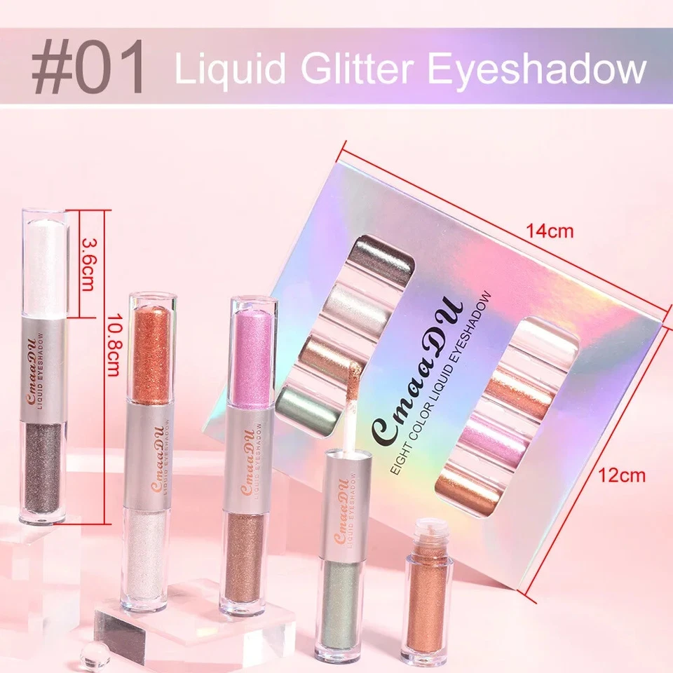 4Pcs/Set 2 in 1 Pearl Glitter Liquid Eyeshadow Magic Shiny High Glow Eye Shadow - Image 4 of 4