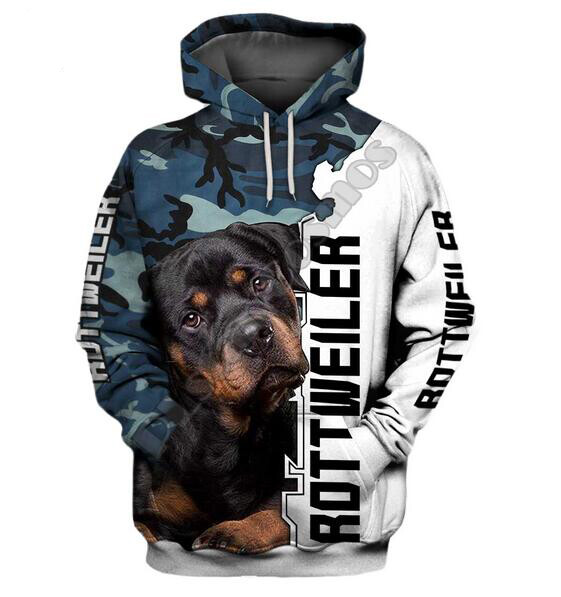 Funny Rottweiler dog 3D Print Hoodies Men Women Casual Pullover
