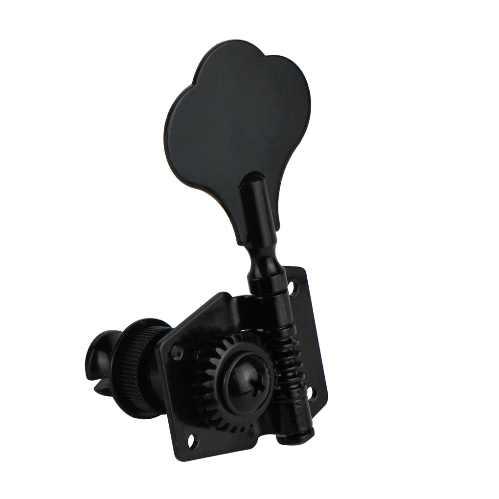 Set 1L Electric Bass Tuning Peg Machine Head Tuners Black Color Open