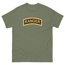 US Army Ranger Tab Men's T-Shirt Airborne Military Regiment Veteran Logo RLTW