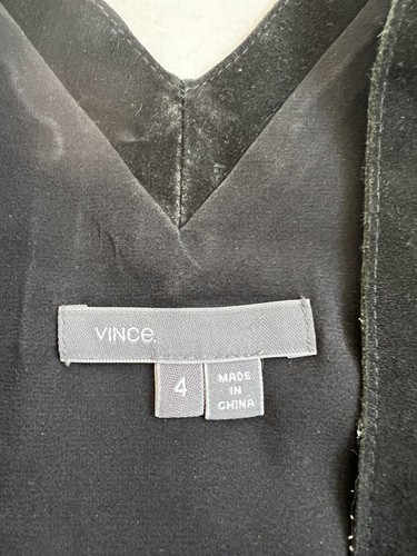 Vince Womens Leather Suede Sleeveless V Neck Top Blouse Black Size 4US - Picture 7 of 8