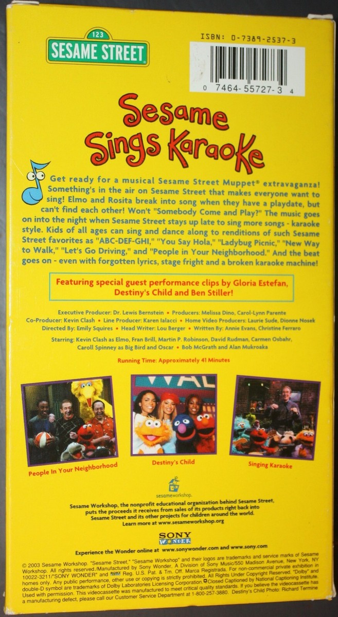 Sesame Street: SESAME SINGS KARAOKE (vhs) Elmo, Rosita, Big Bird