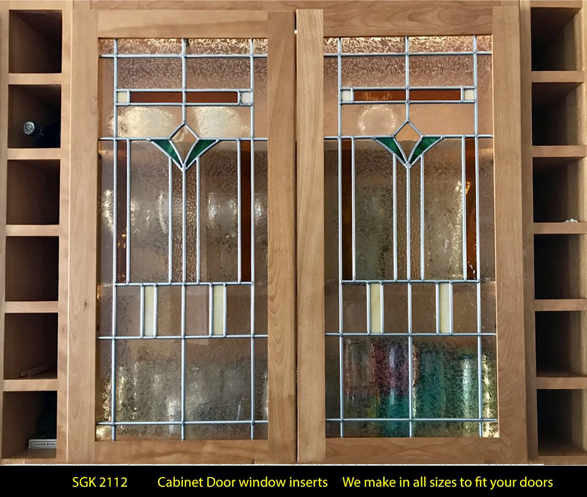 Colored glass for cabinet clearance doors