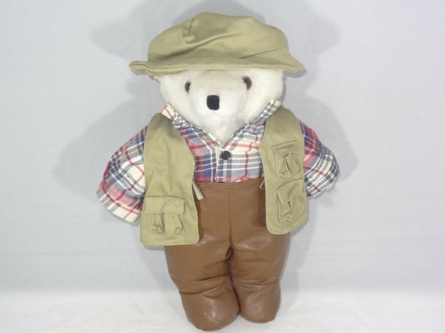 1992 Fishing Bear Plush w/ Fisherman Outfit Waders Vest