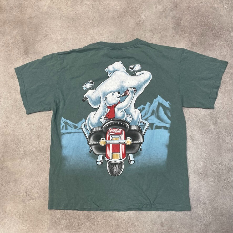 Coca Cola Wear T-Shirt Kids Polar Bear Coke Graphic Tee, Green Large image 2