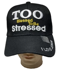 Too Blessed To Be Stressed Religion Embroidered Adjustable Baseball Cap Hats LOT
