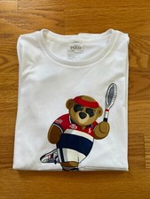Sz Medium Polo Ralph Lauren Tennis Polo Bear White DriFit T-Shirt "2017 US Open"