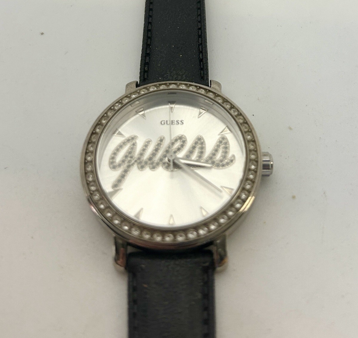 Guess Silver Crystal Logo Stainless Steel Women\'s Watch GUESS Womens Cuff Watch w/ Crystals, Silver Logo Dial, Wide  main image 4