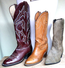 Women Size 5B or 5C Vtg Cowboy Boots Hondo More Tall Ox Blood Tan, Gray Suede