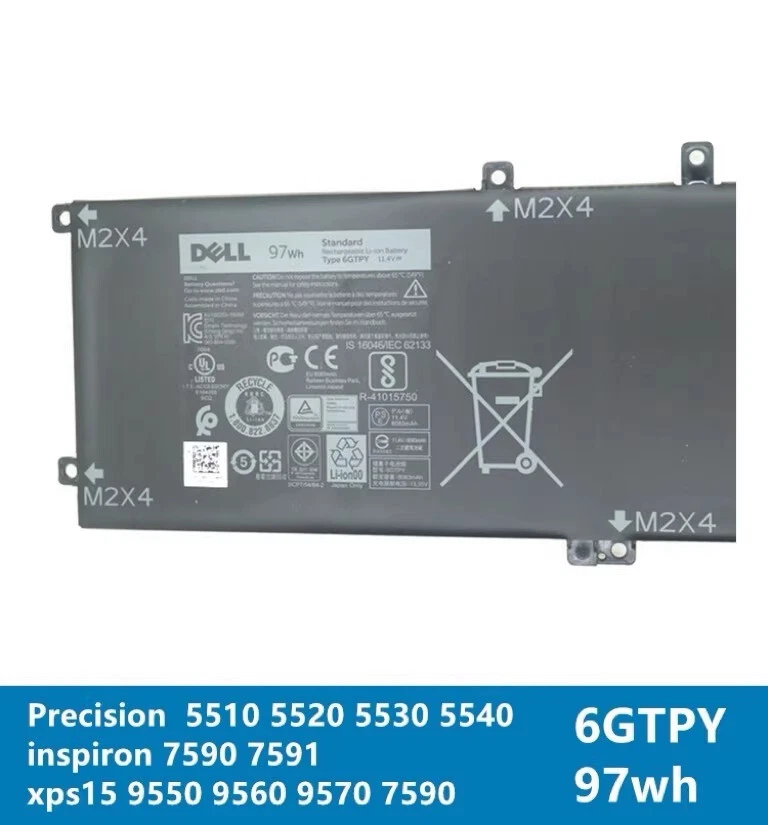 Batería para portátil Genunie 97Wh 6GTPY para Dell Precision 5520 5530 XPS 15 9560 9570 Foto 2 de 3