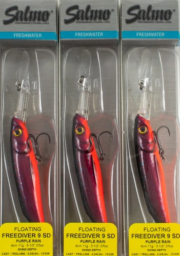 (LOT OF 3) SALMO FREEDIVER 9 SUPER DEEP RUNNER 2/5OZ QFD046 PURPLE RAIN DM1260