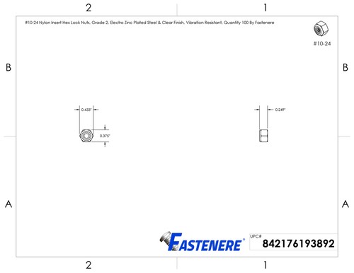 #10-24 Nylon Einsatz Sechskant Sicherungsmuttern Klasse 2 Stahl verzinkt Stck 100 - Bild 2 von 7