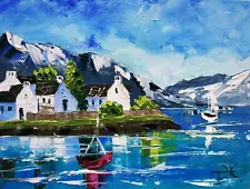Plockton Painting Western coast of Scotland Original Oil Painting Impasto 3D Art