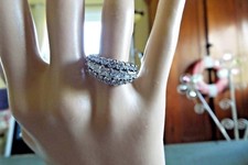 Vintage Sterling silver beautiful cz ring.. Such sparkles size 7 3 rows of cz's
