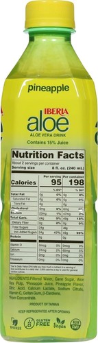 Aloe Vera Juice Drink with Pure Aloe Pulp, Pineapple, 16.9 Fl Oz (Pack of 8).. - Picture 2 of 5