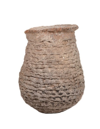 Anasazi Pottery: Mesa Verde Corrugated 5.5" D x 4" D Unbroken, unrestored.