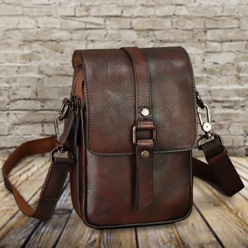 Genuine Leather Small Purses for Women Men Crossbody Shouer Bag Phone Bag Pouch - Picture 3 of 13