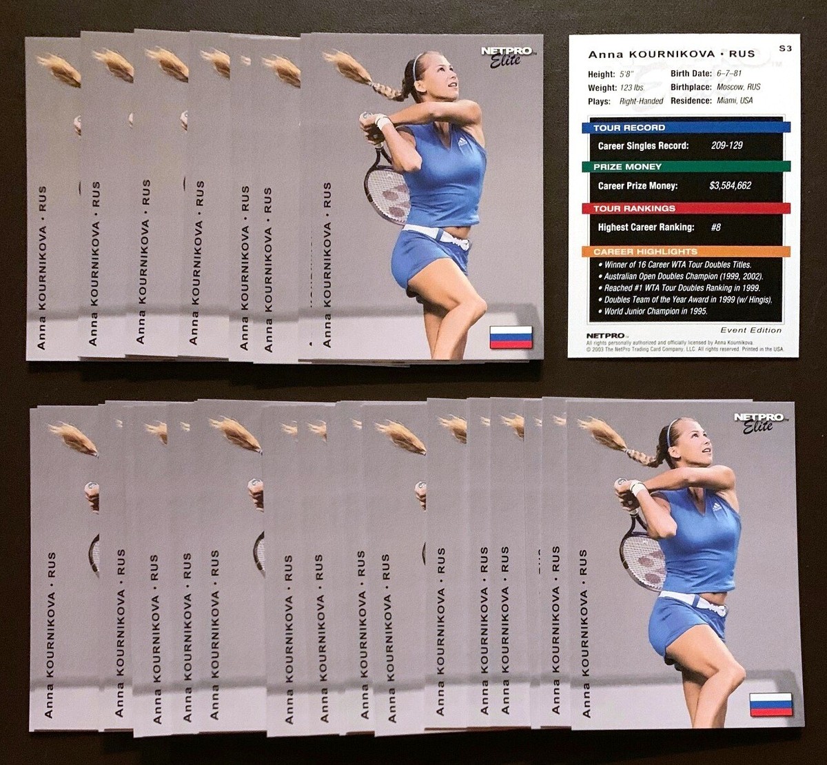 10) ANNA KOURNIKOVA 2003 NetPro Elite EVENT EDITION Tennis