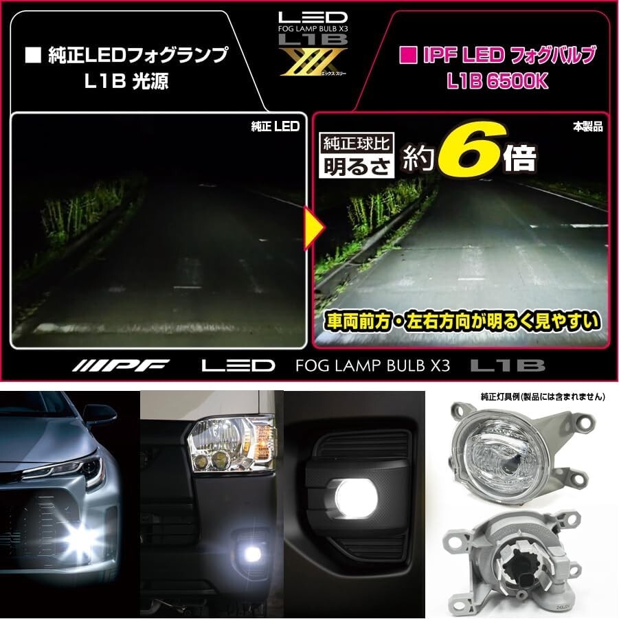 IPF Fog Lamp LED L1B 5000lm 6500K 12V 2 Pieces Driver Unit