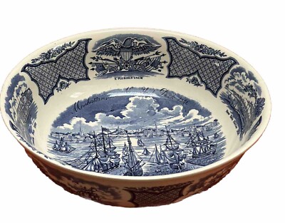 Vintage Fair Winds große blaue Schüssel Meakin Staffordshire Hafen von New York große Schüssel