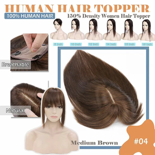 100% Echthaar Topper Toupet Extensions Clip In Remy Human Hair Toupee Haarteil l - Bild 44 von 84