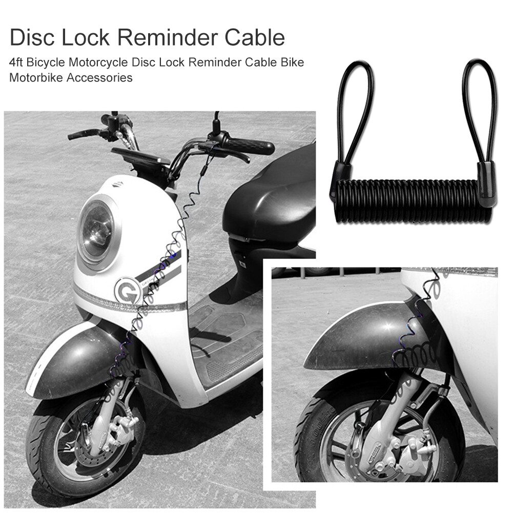 4ft Bicycle Motorcycle Disc Lock Reminder Cable Bike Accessories (Black