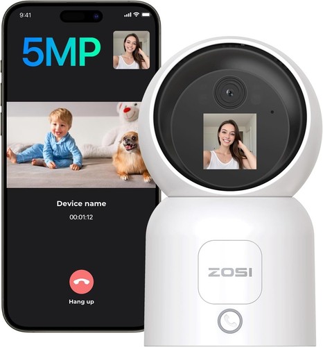 ZOSI 5MP WLAN Überwachungskamera Innen Weiß 360° Baby Kamera WIFI PTZmit Monitor - Bild 10 von 10