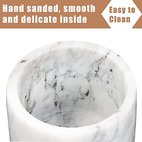Marble Sugar Bowl with Lid & Spoon, Sugar Container light white grey - Picture 3 of 7