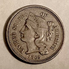 1865 Three Cents Nickel 3c cd -