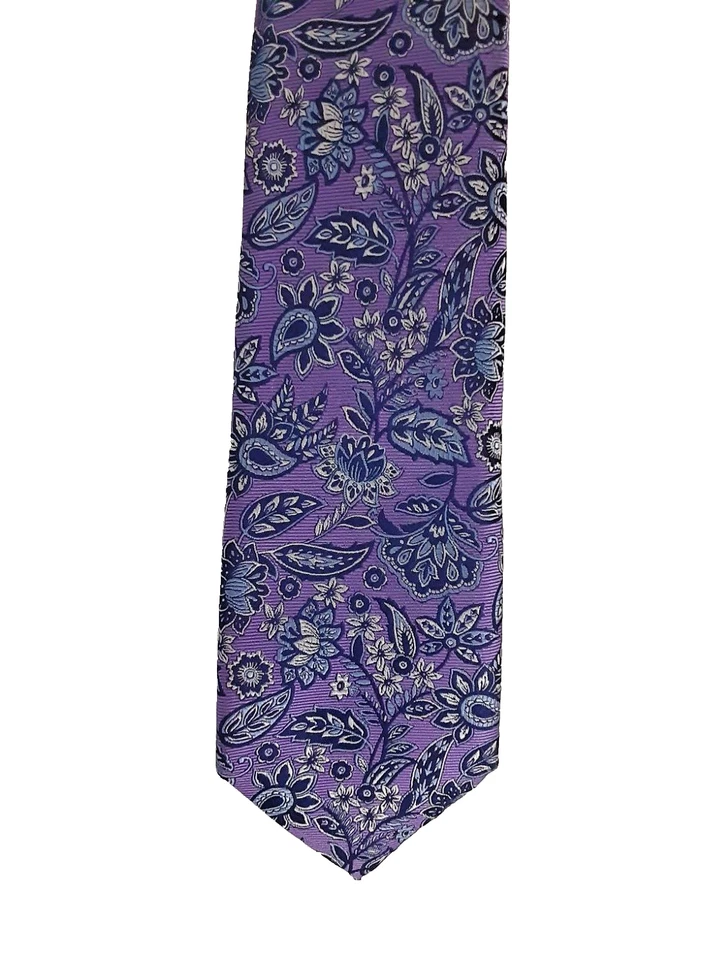 Corbata Daniel Cremieux Sevenfold Edición Limitada Púrpura Floral Paisley Foto 3 de 4