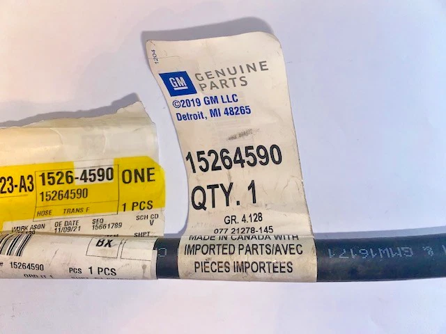 GM 2005-2011 transmisión automática enfriador manguera de entrada p/n 15264590 genuino OEM Foto 4 de 4