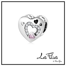 Charm Cuore con zircone rosa amore ciondolo in argento 925 - Les Folies