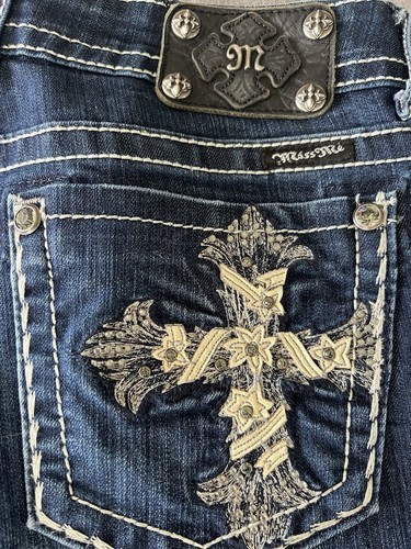 Miss Me Jeans Größe 30 Boot Cross Bling Sexy EUC 34” LANG